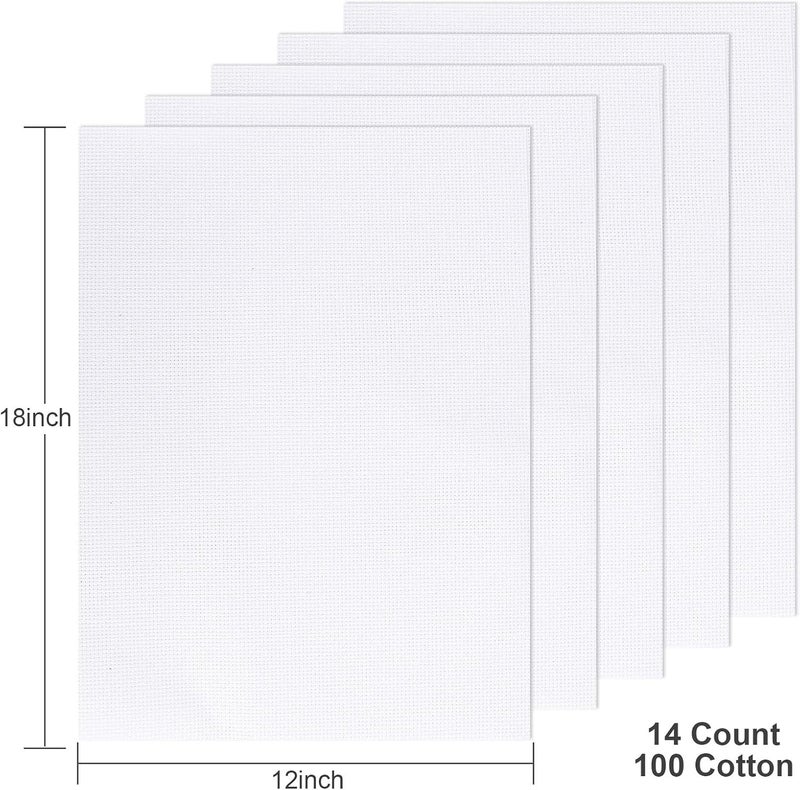 Donmon Aida Cloth 14 Count Cross Stitch Fabric,12×18inch,5Pcs (White) - Image 2